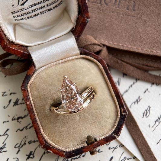 Taya-Champagne Old Mine Pear Lab Grown Diamond Ring