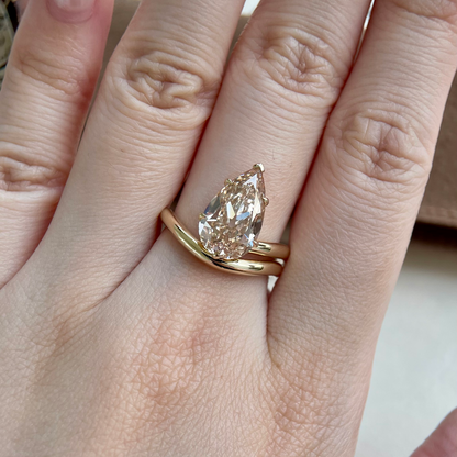 Taya-Champagne Old Mine Pear Lab Grown Diamond Ring