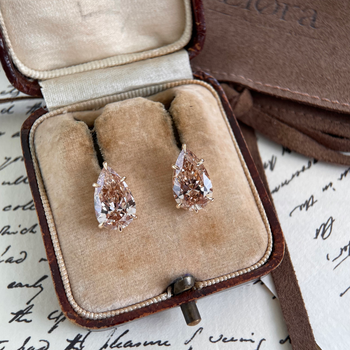 Champagne Pear Lab Grown Diamond Stud Earrings