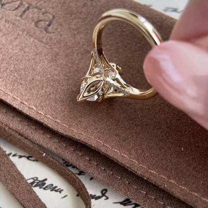Vienna-Champagne Old Mine Marquise Lab Grown Diamond Ring
