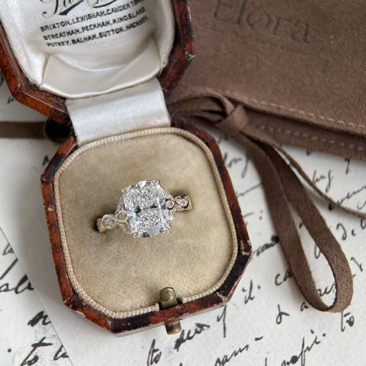 Brynn-Cushion Cut Lab Grown Diamond Vine Engagement Ring