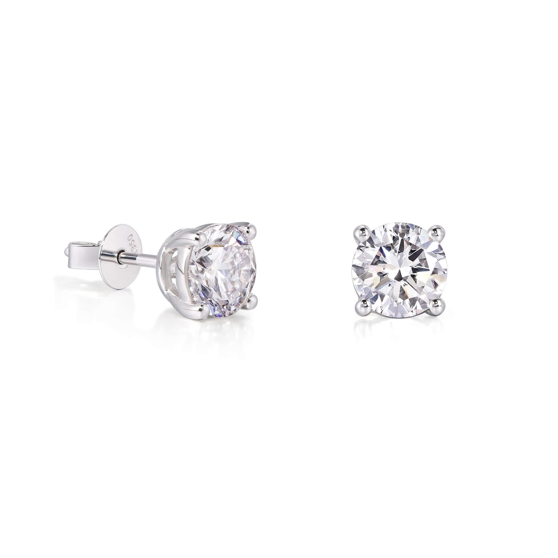 4-Prong 2.0ct Round Diamond Stud Earrings Platinum | Elora