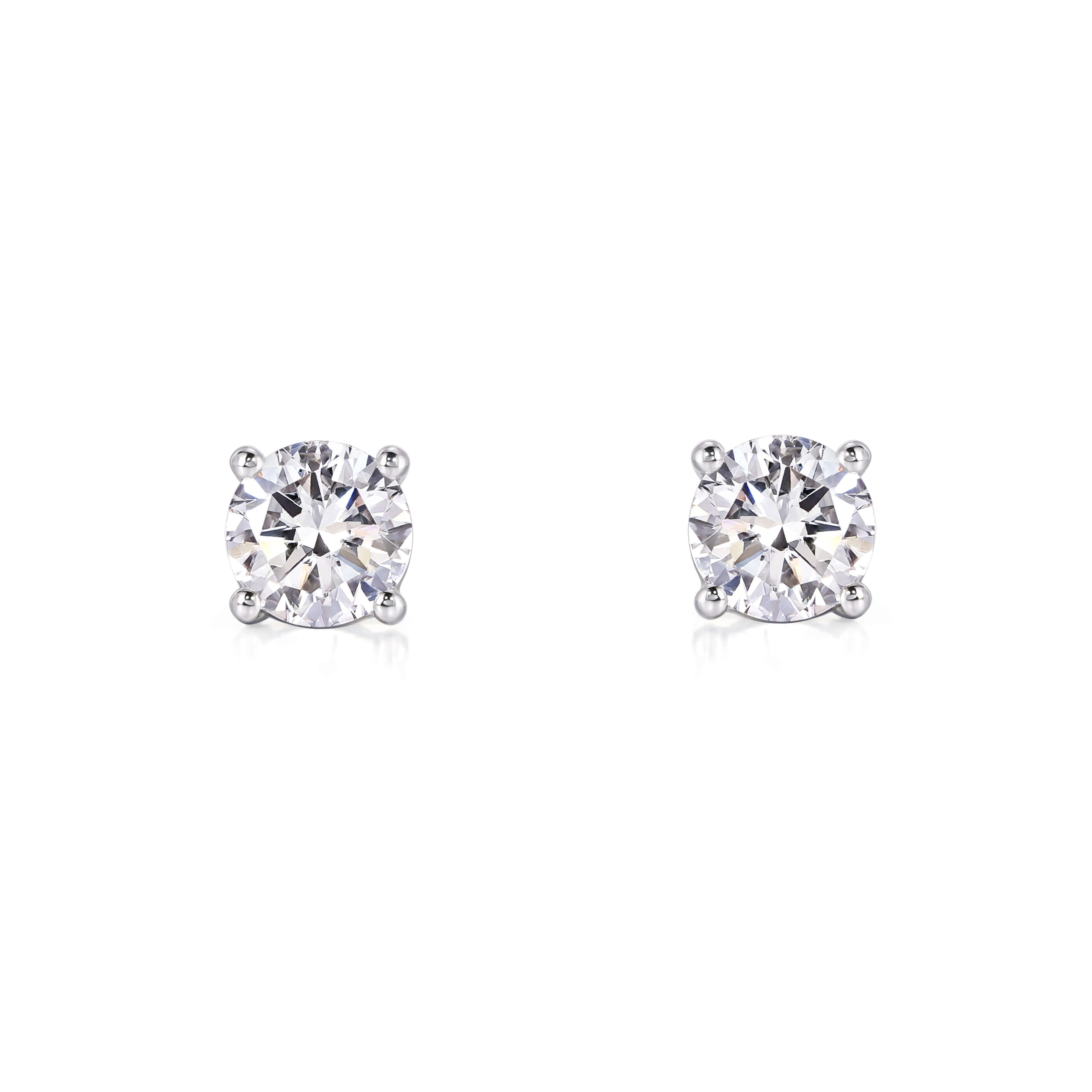 Classic 4-Prong Solitaire Round Diamond Stud Earrings