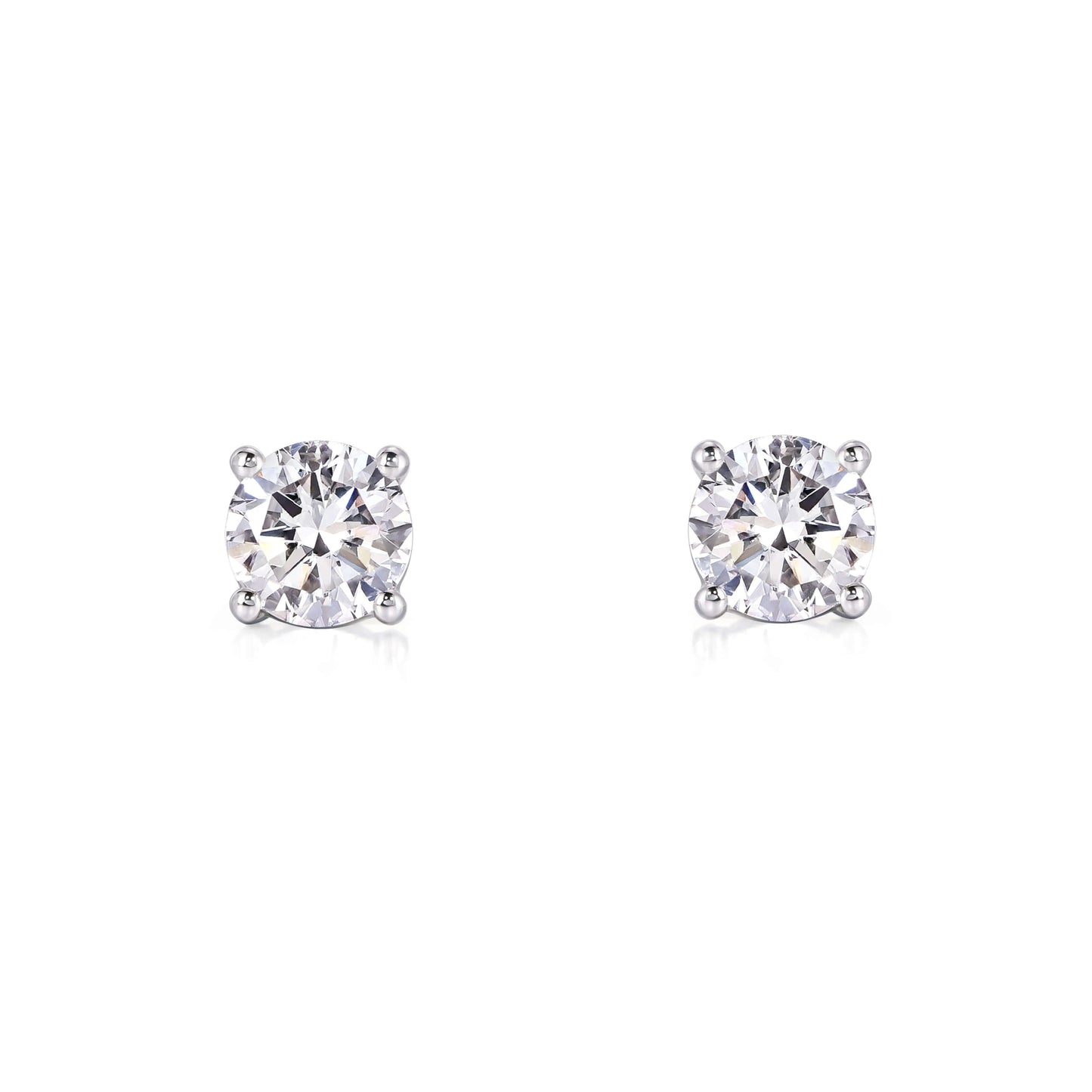 4-Prong Solitaire Round Diamond Stud Earrings Platinum | Elora