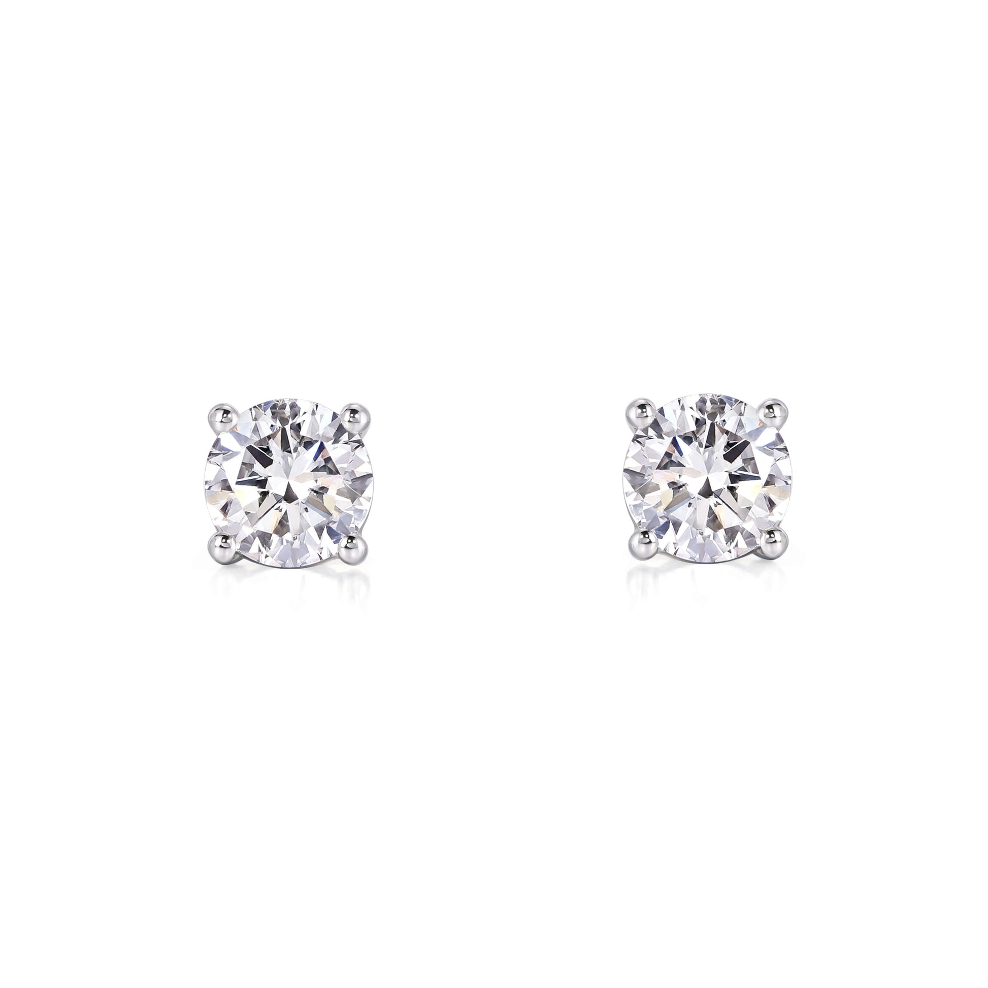 4-Prong Solitaire Round Diamond Stud Earrings Platinum | Elora
