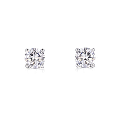 4-Prong Solitaire Round Diamond Stud Earrings Platinum | Elora