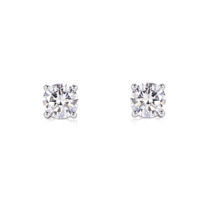 4-Prong Solitaire Round Diamond Stud Earrings Platinum | Elora
