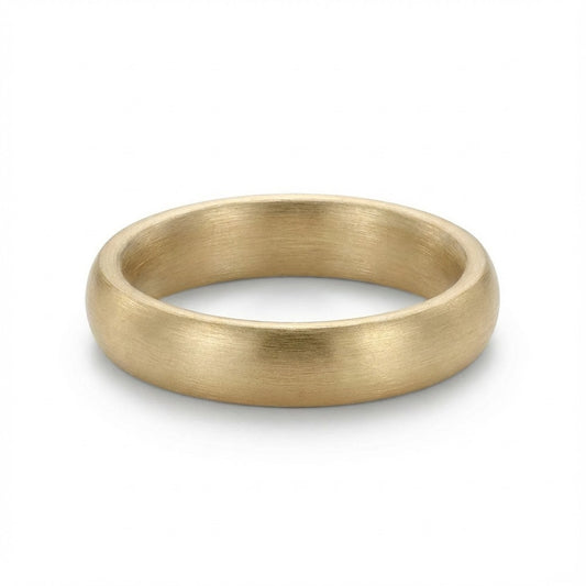 Classic Brushed Gold Men’s Wedding Band 4mm Band Width