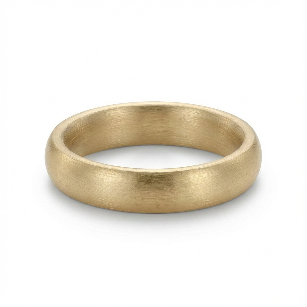 Classic Brushed Gold Men’s Wedding Band 4mm