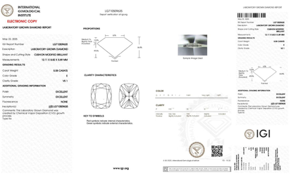 Bay-Cushion Cut Lab Grown Diamond Engagement Ring