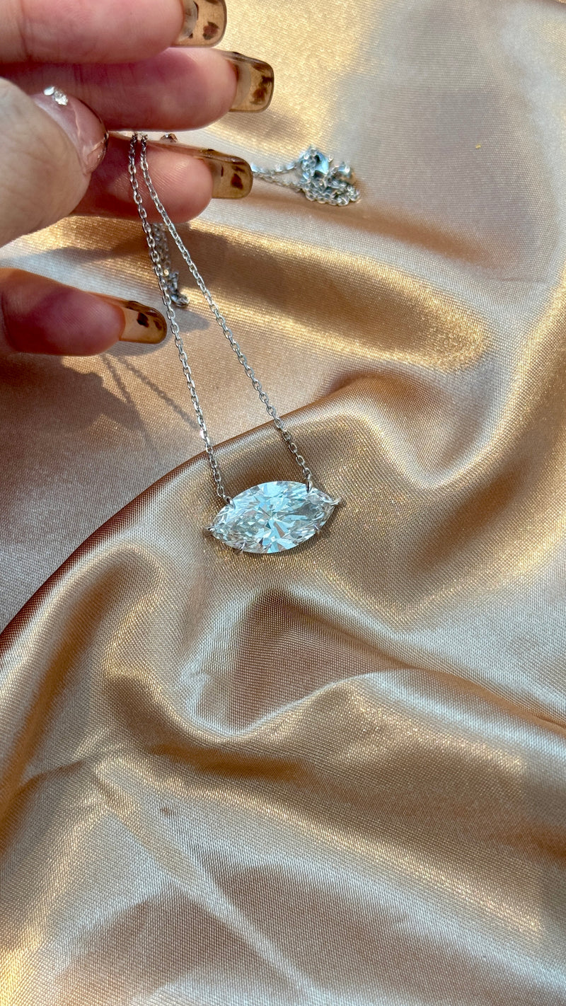 East West Marquise cut Diamond Pendant Necklace