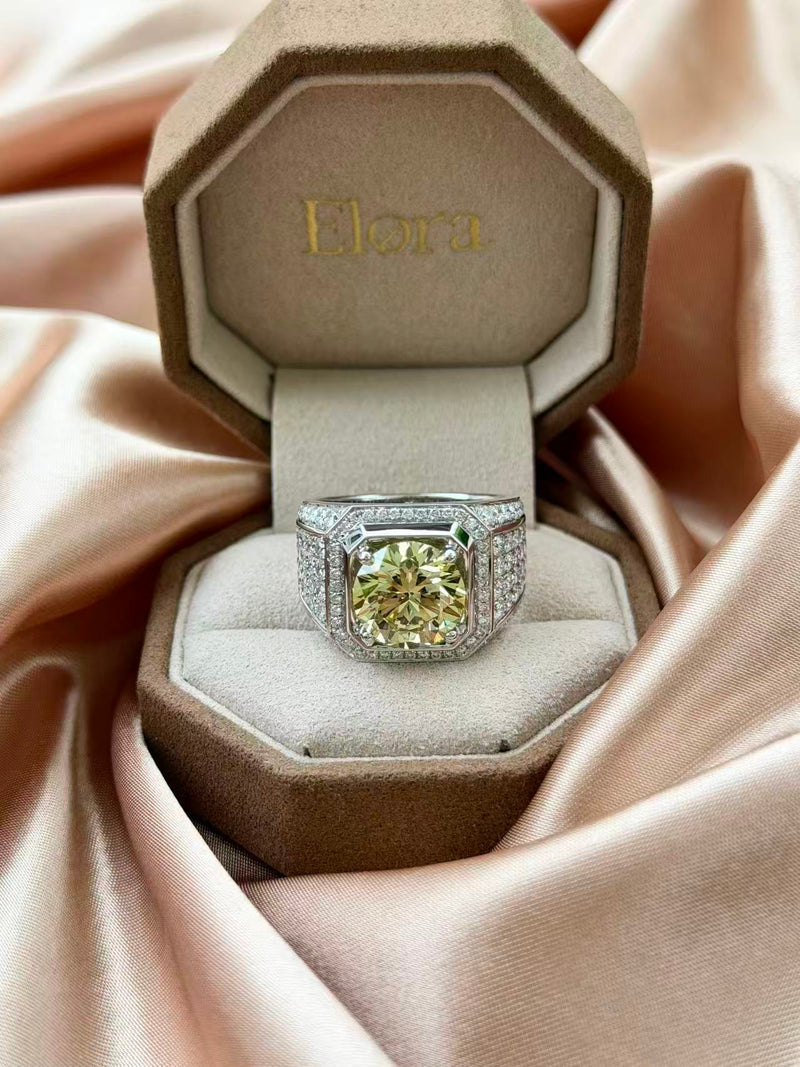 Yellow Round cut Diamond Ring For Men