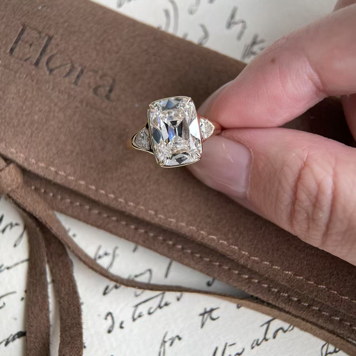 Isla-Old Mine Cushion Cut Lab Grown Diamond Ring