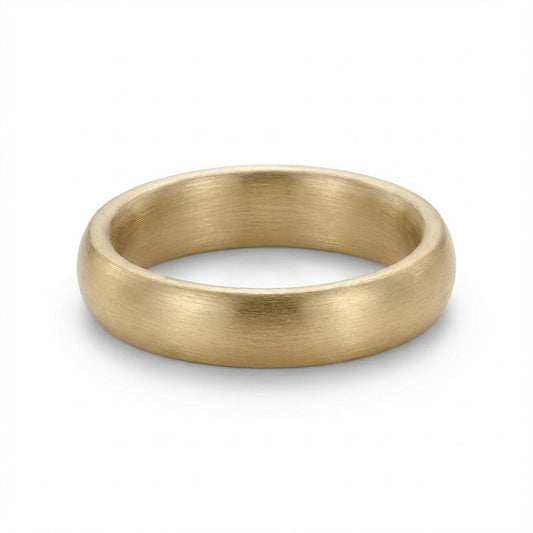 Classic Brushed Gold Men’s Wedding Band 5mm Band Width