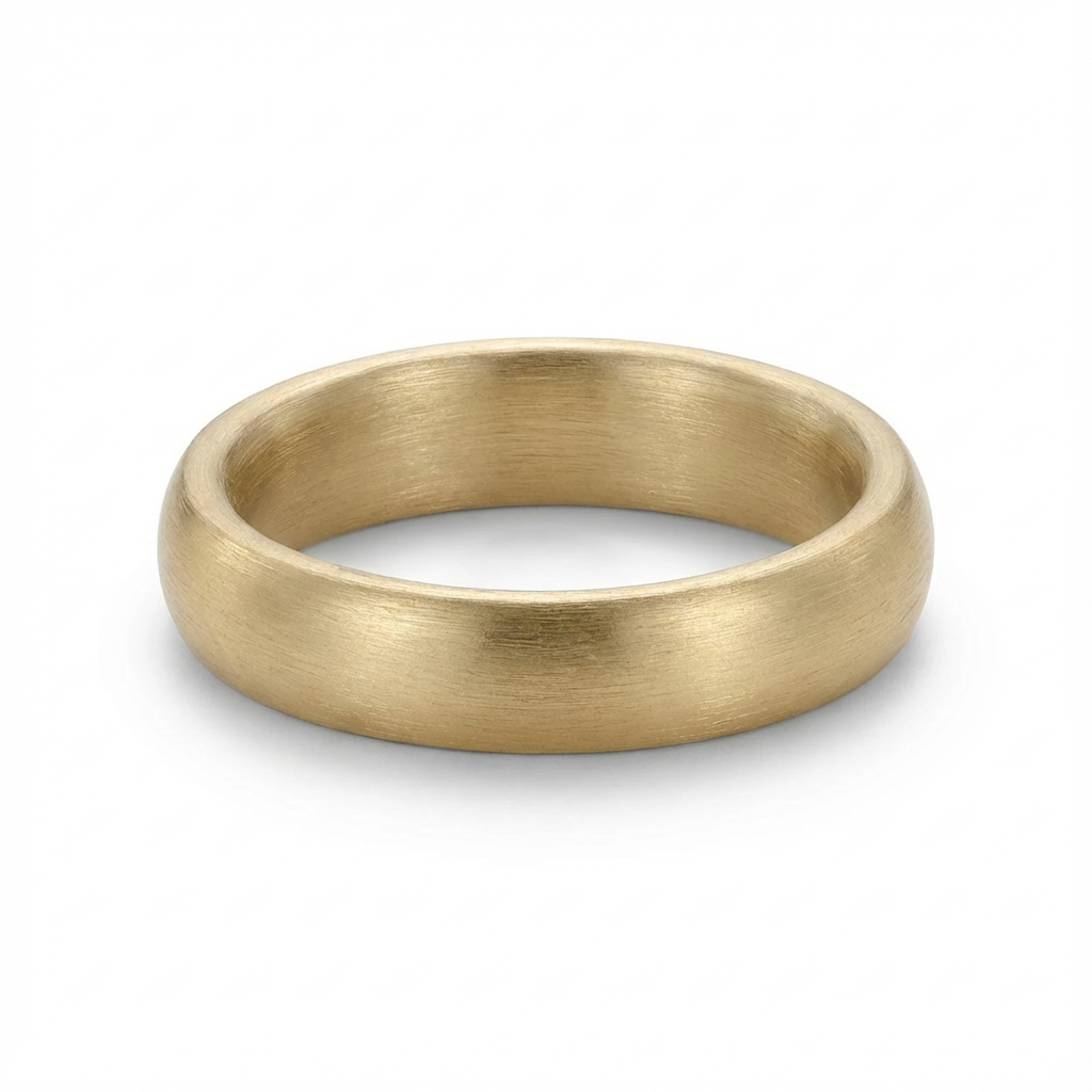 Classic Brushed Gold Men’s Wedding Band 5mm