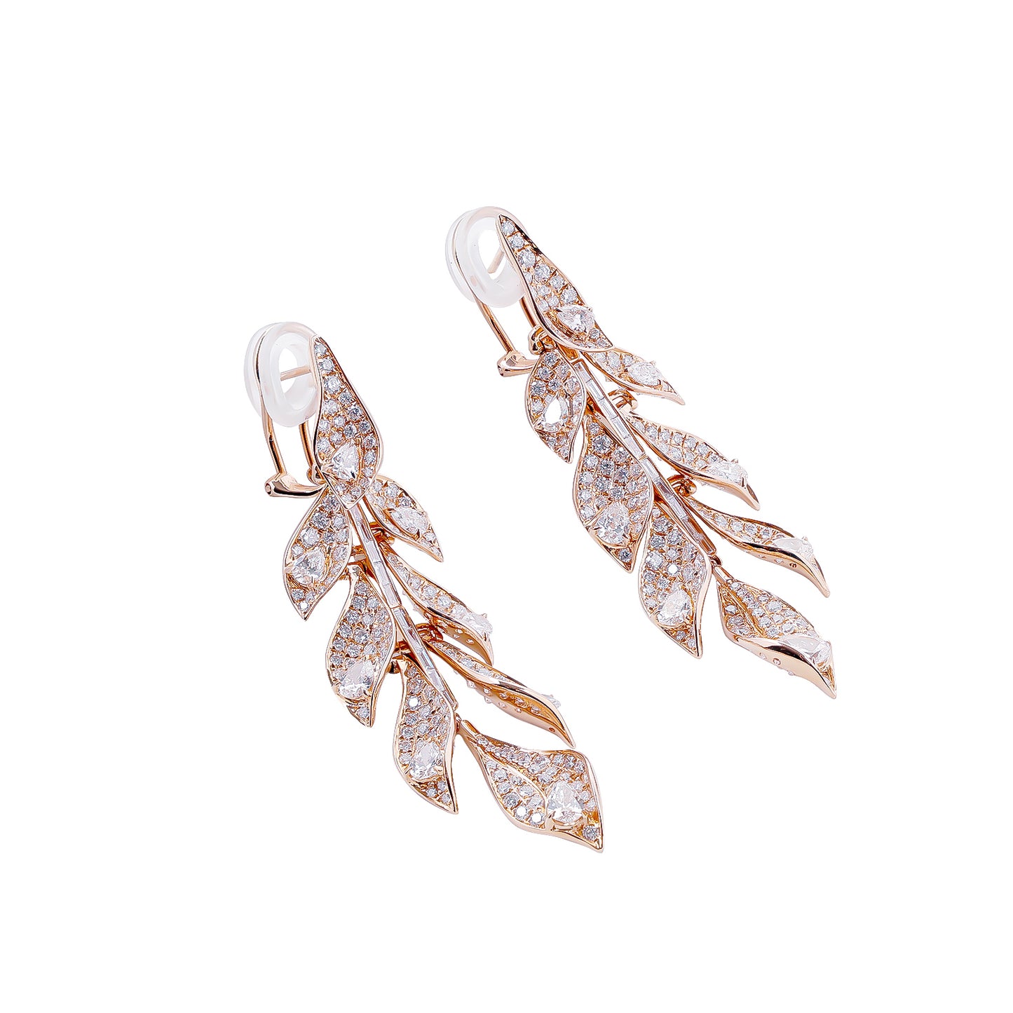 Radiant Rose Leaf Drop Earrings