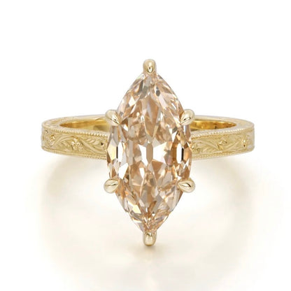 Custom Order Deposit- 3.2ct Dutch Marquise Cut Lab Champagne Diamond Ring