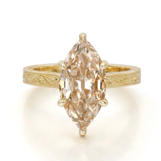 Custom Order Deposit- 3.2ct Dutch Marquise Cut Lab Champagne Diamond Ring