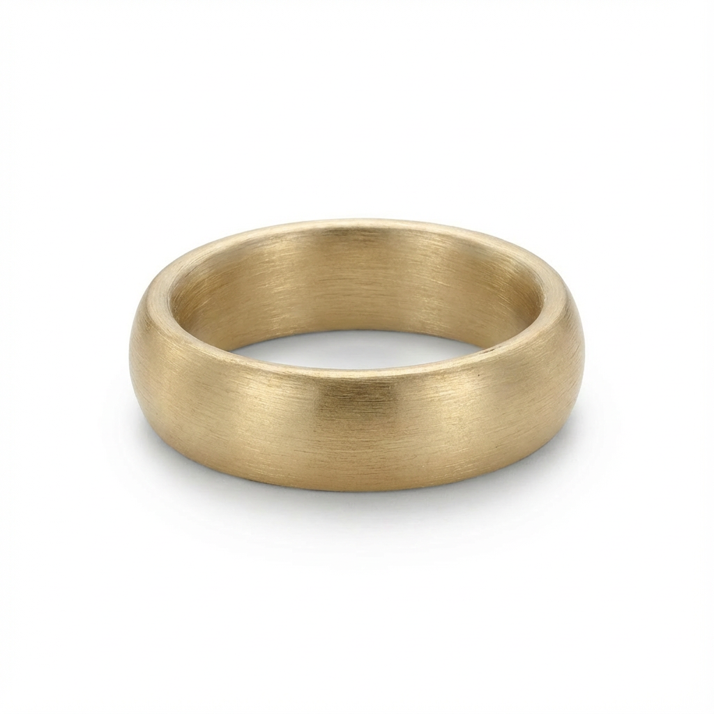 Classic Brushed Gold Men’s Wedding Band 6mm
