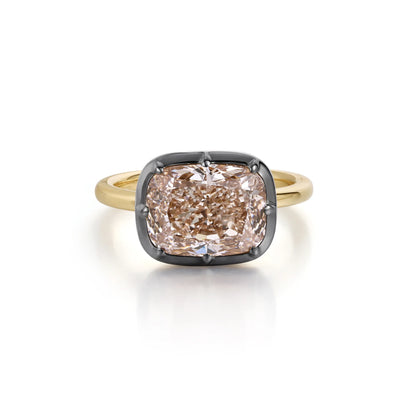 Custom Order Deposit - 5.2ct Old Mine Cushion Cut Lab Champagne Diamond Ring