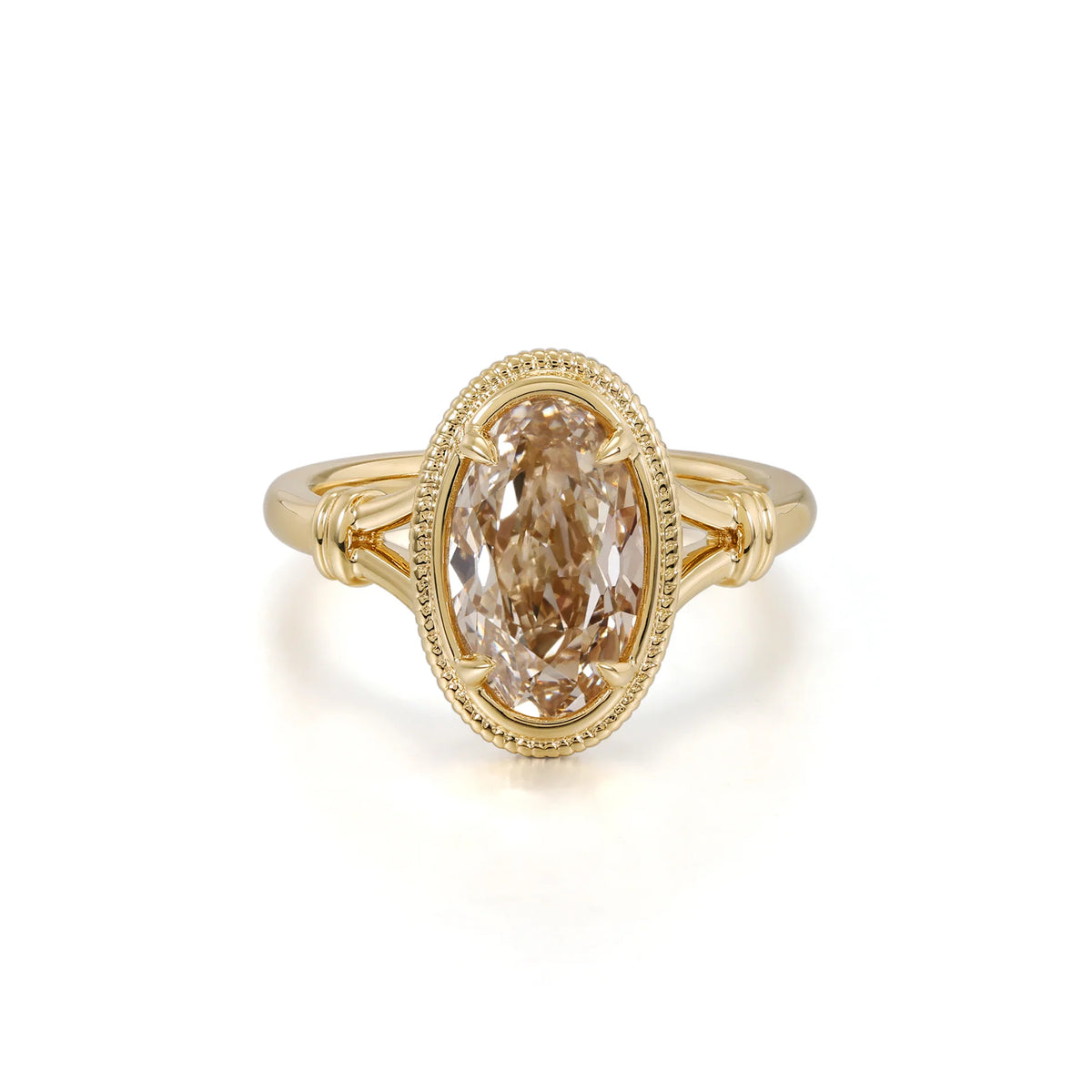 Custom Order Deposit - 2.4ct Old Mine Oval Cut Lab Champagne Diamond Ring