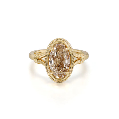 Custom Order Deposit - 2.4ct Old Mine Oval Cut Lab Champagne Diamond Ring