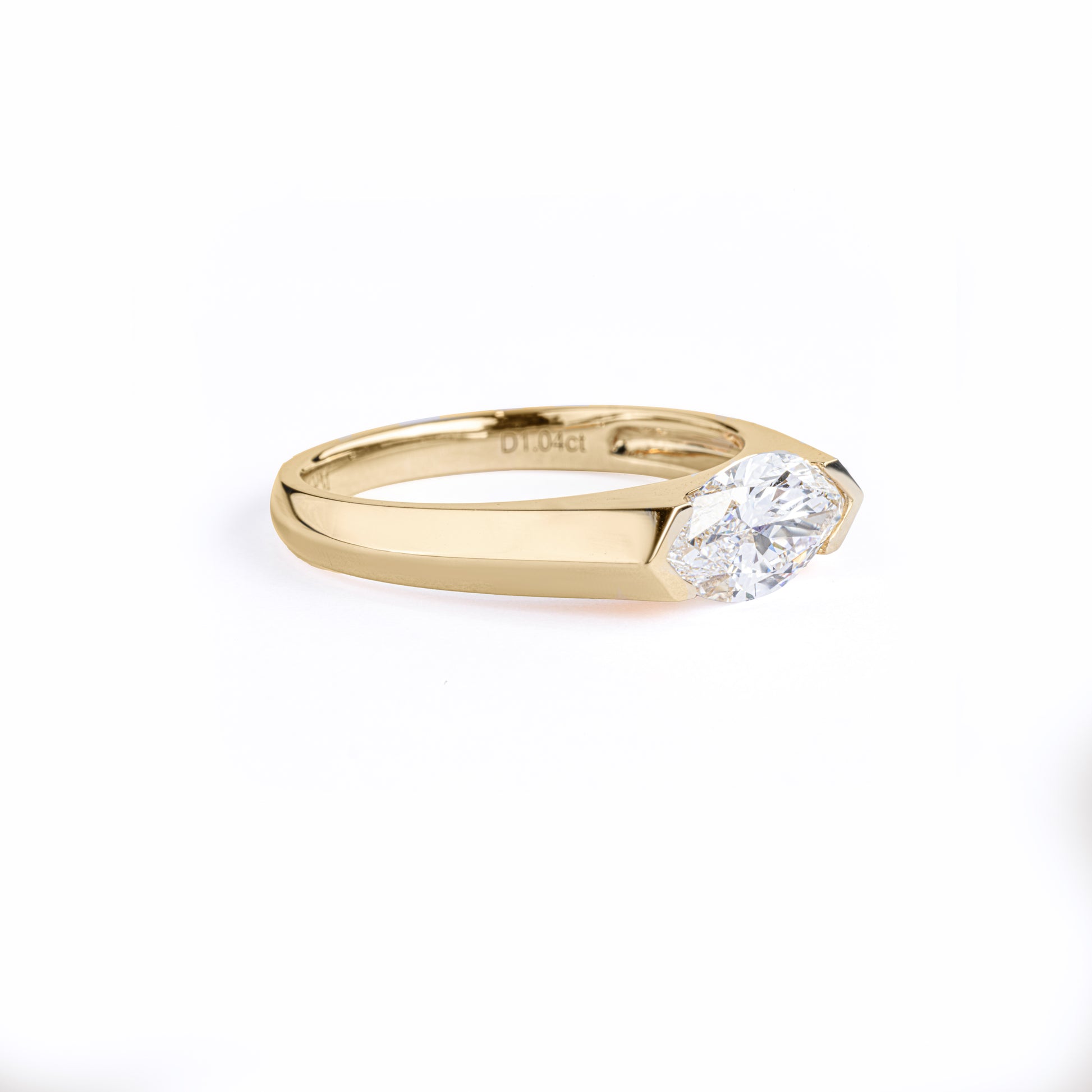Angled View Josie Marquise Cut Lab Diamond Horizontally Set Ring