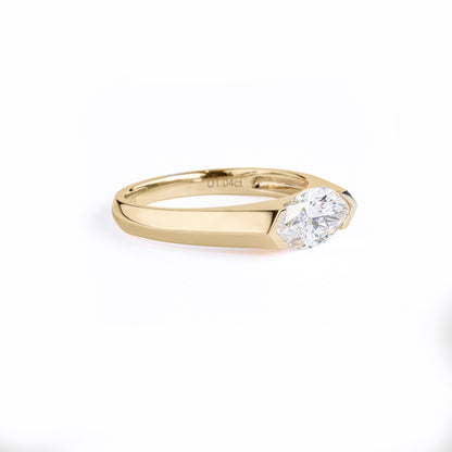 Angled View Josie Marquise Cut Lab Diamond Horizontally Set Ring