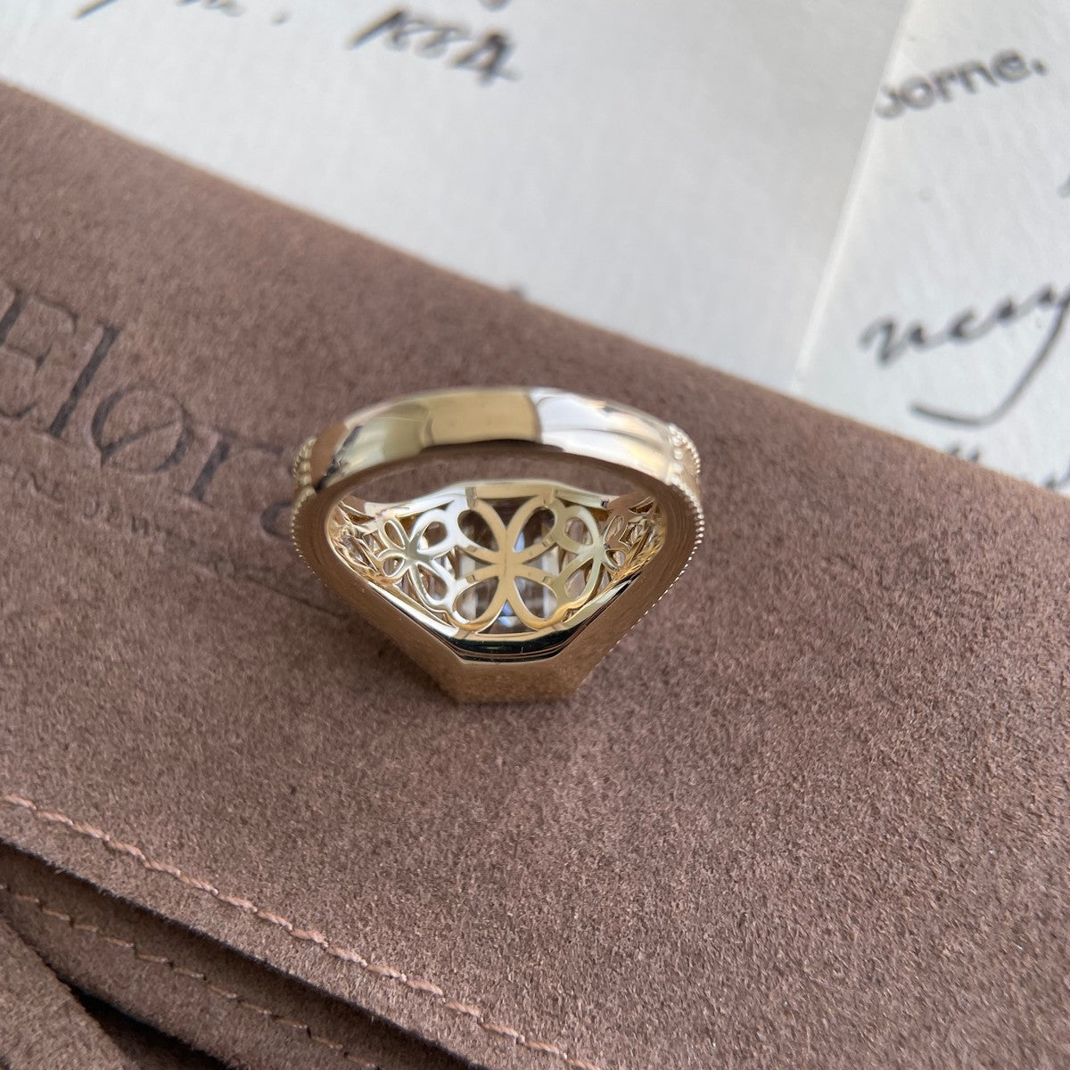 Aster-Emerald Cut Lab Grown Diamond Vintage Baguette Ring