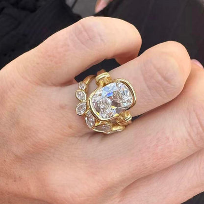 Custom Order Deposit - 4ct OMC Lab Diamond in Athena Setting on a hand with gold band and diamond accents.