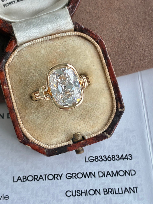 Custom Final Payment-5ct Cushion Cut Lab Diamond Ring