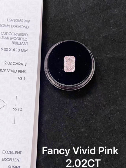 Custom Order Deposit- 2ct Radiant Cut Lab Pink Diamond Chain Ring