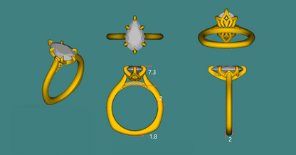 Custom Final Payment-2.73ct Champagne Pear Lab Diamond Ring