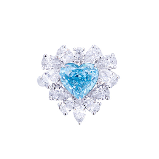 Andrea - Heart Cut Blue Diamond Ring