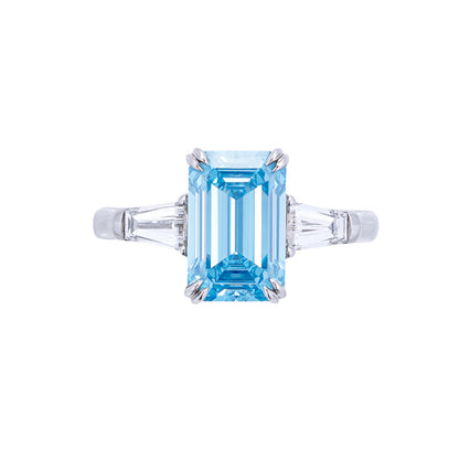 Emerson - Emerald Cut Blue Diamond Ring