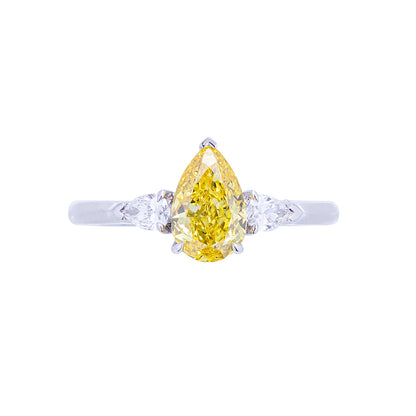 Luna - Pear Cut Yellow Diamond Ring