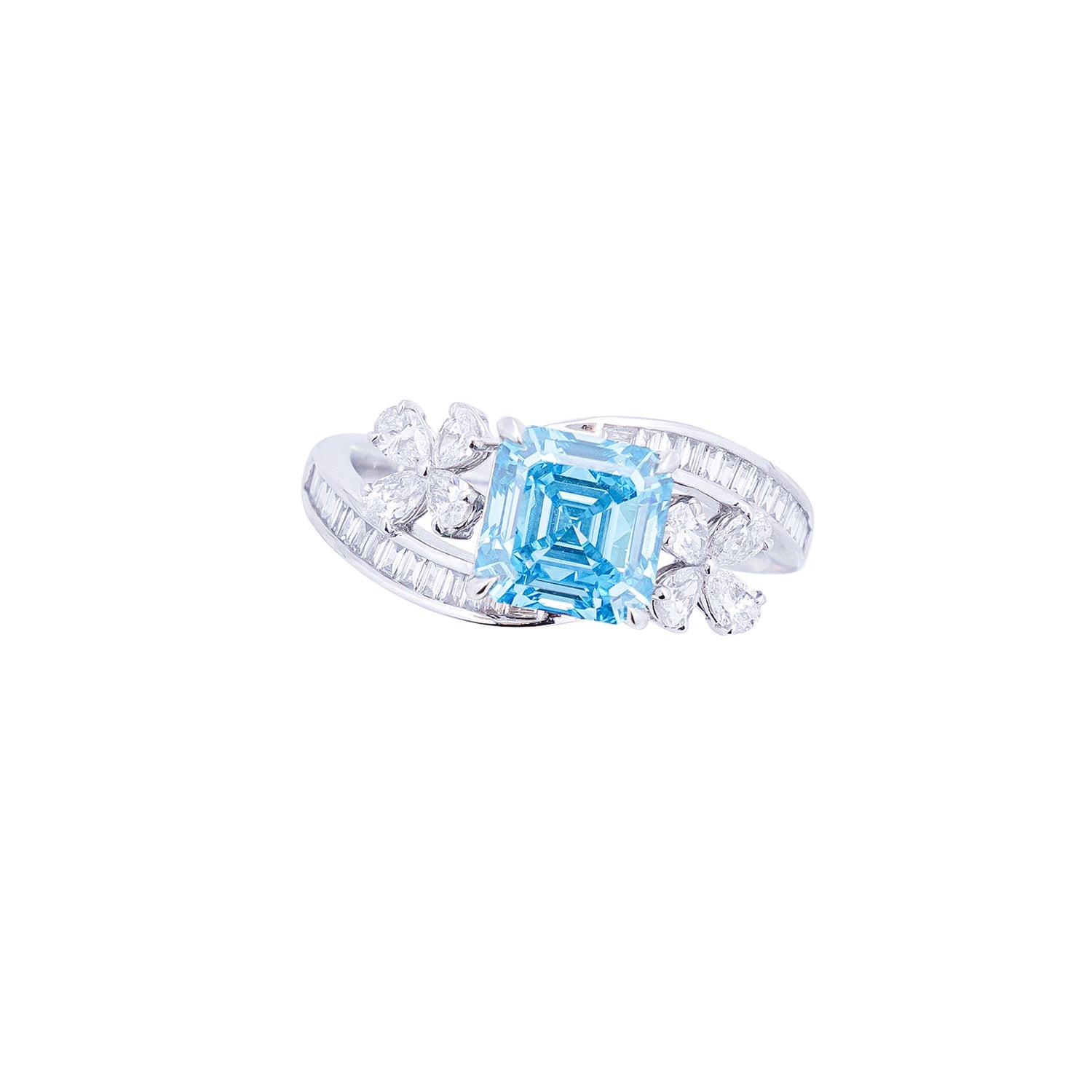 Natalia - Asscher Cut Blue Diamond Ring, Rings