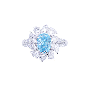 Samantha - Oval Cut Blue Diamond Ring, Rings