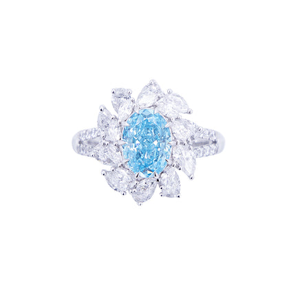 Samantha - Oval Cut Blue Diamond Ring