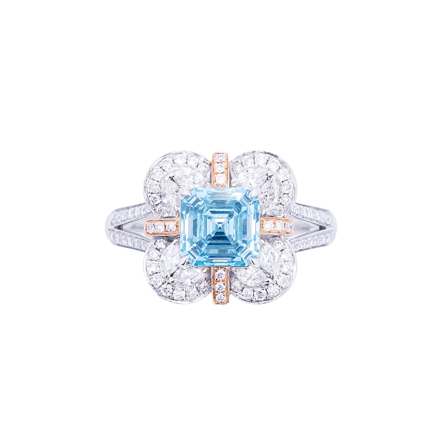 Olivia - Asscher Cut Blue Diamond Ring