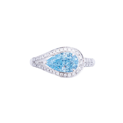 Charlotte - Pear Cut Blue Diamond Ring