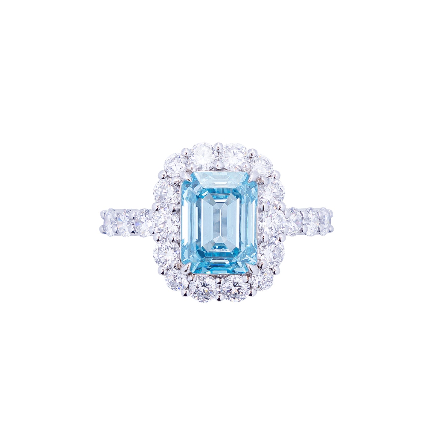 Isabella - Emerald Cut Blue Diamond Ring