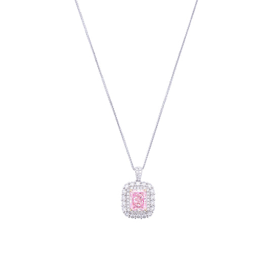 Radiant Cut Pink Diamond Necklace