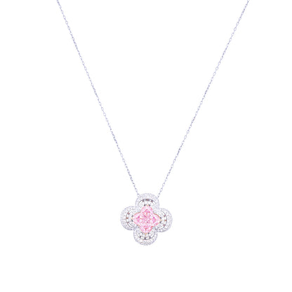 Clover Cut Pink Diamond Necklace