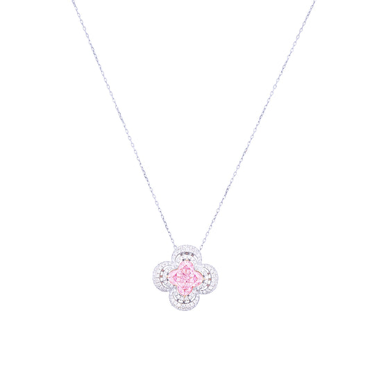 Clover Cut Pink Diamond Necklace