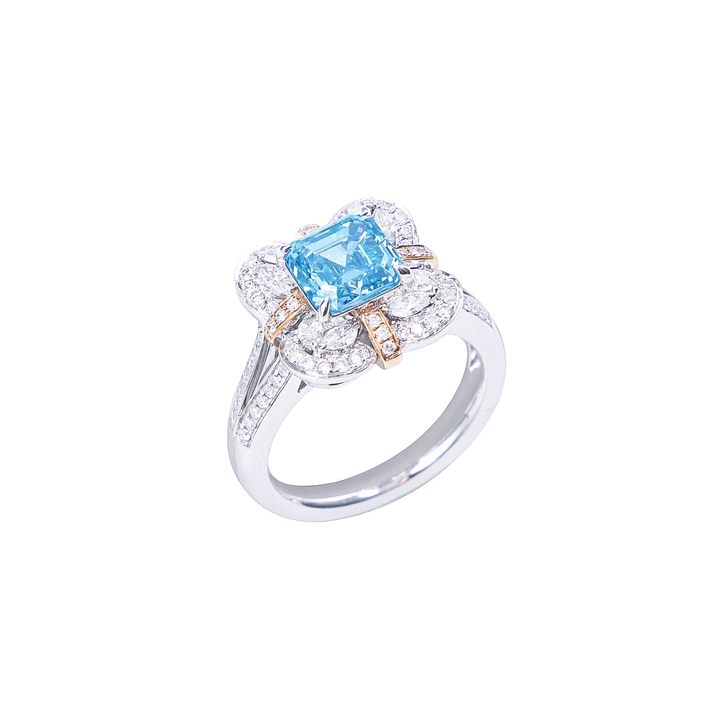 Olivia - Asscher Cut Blue Diamond Ring