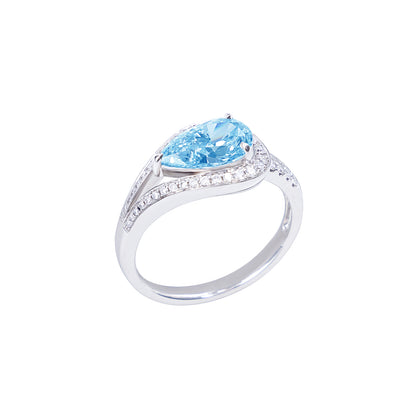 Charlotte - Pear Cut Blue Diamond Ring