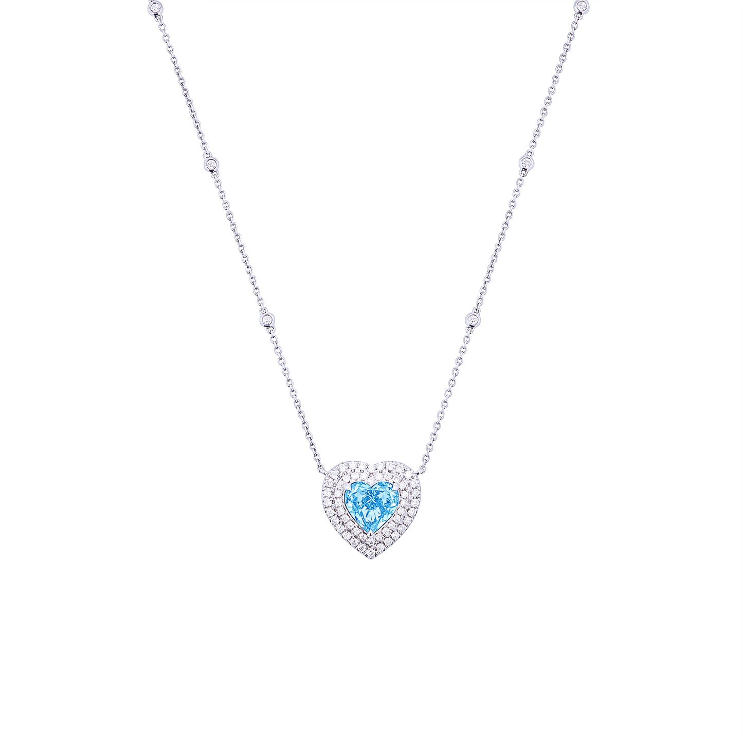 Heart Cut Blue Diamond Necklace