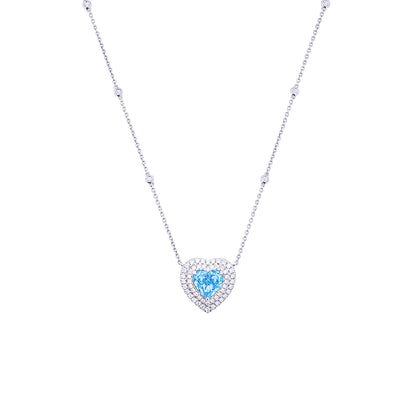 Heart Cut Blue Diamond Necklace