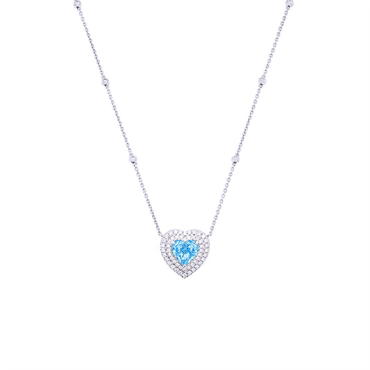 Heart Cut Blue Diamond Necklace